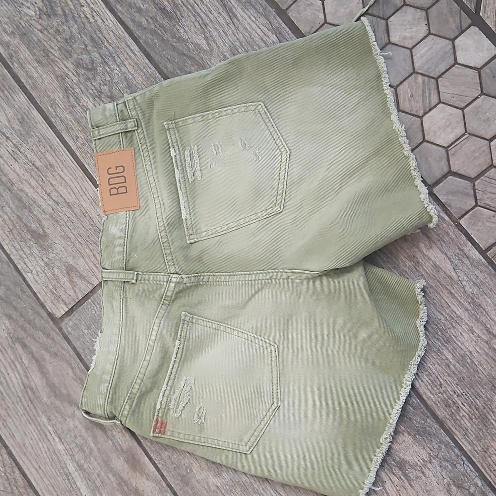 Olive Distressed Women's Shorts - Picture 3 of 5